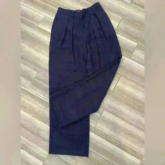 NWOT- STAUD Navy Wide Legged Trousers, Tweed/Textured, Size 8, work pants - Picture 3 of 7